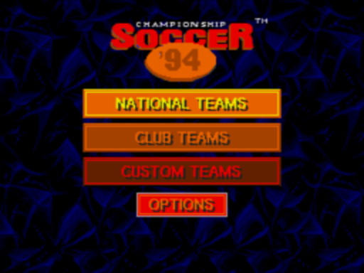 Championship Soccer '94 title screen for Sega CD